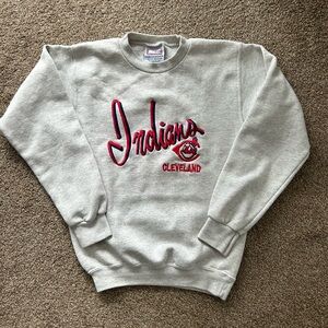 Vtg Cleveland Indians Chief Wahoo Sweatshirt Youth M Embroidered